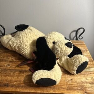 Gund Plush Peanut the Floppy Dog Spotted Eye Puppy Stuffed Animal‎ Plaid Bow 18"